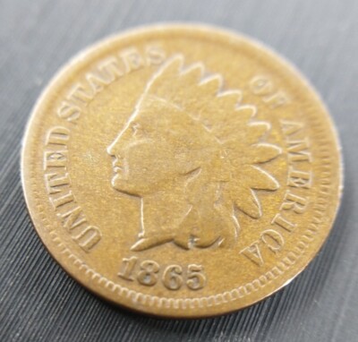 1865 Indian Head penny Fancy 5 Repunched Date Snow-4 showing secondary digit impressions